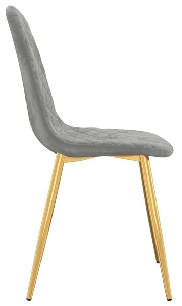 Elegáns Bársony Étkezőszék - 6 db - Világosszürke
