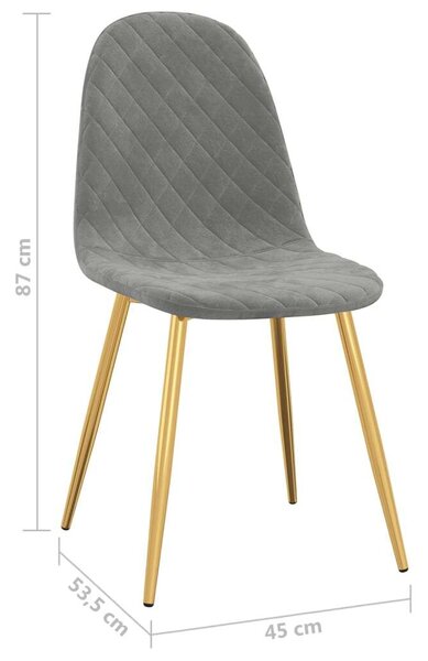 Elegáns Bársony Étkezőszék - 6 db - Világosszürke