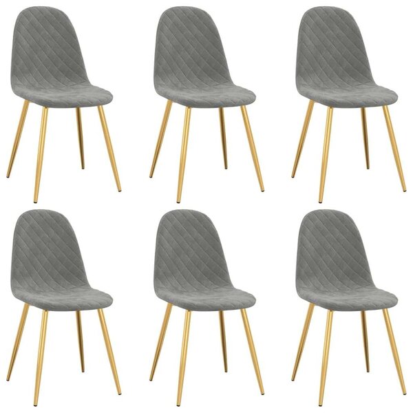 Elegáns Bársony Étkezőszék - 6 db - Világosszürke