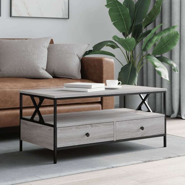 Modern Dohányzóasztal - Szürke Sonoma - 100x51x45 cm