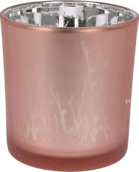 Meissa üveg gyertyatartó, világos rózsaszín, 7 x 8 cm