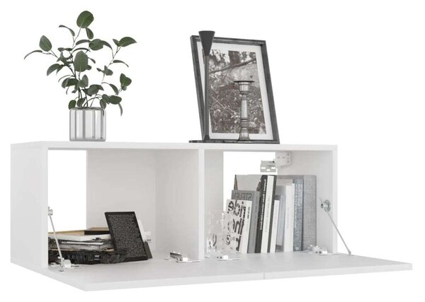 Falra Szerelhető TV Szekrény Szett - Fehér - 80x30x30 cm