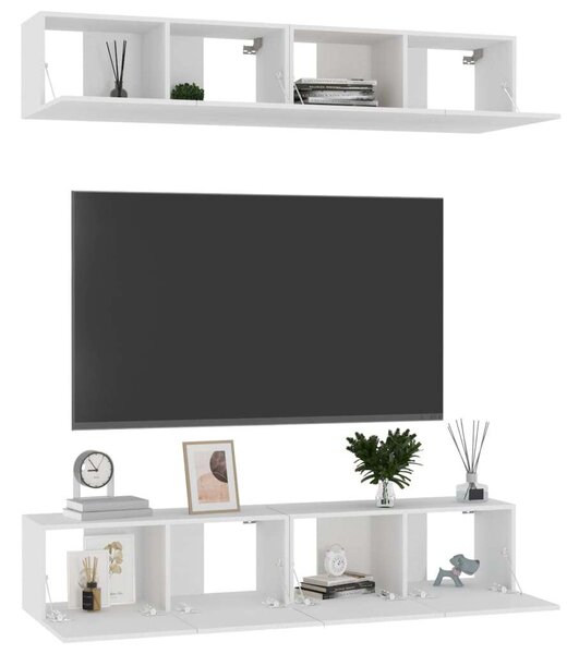 Falra Szerelhető TV Szekrény Szett - Fehér - 80x30x30 cm