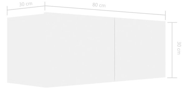 Falra Szerelhető TV Szekrény Szett - Fehér - 80x30x30 cm