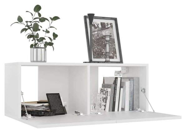 Falra Szerelhető TV Szekrény Szett - Fehér - 80x30x30 cm