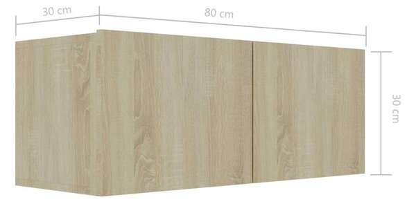 5 részes Fali TV Szekrény - Sonoma Tölgy - Modern Design