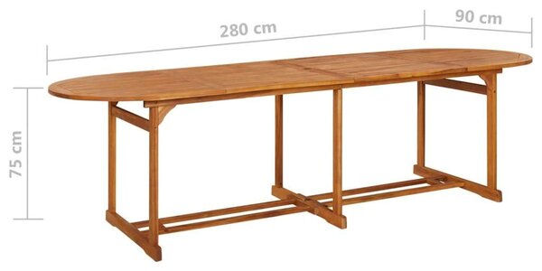 VidaXL Akácfa Kertasztal - Ovális - 280x90 cm