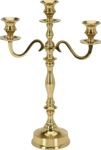 Elegant háromkarú gyertyatartó, 39 cm, arany