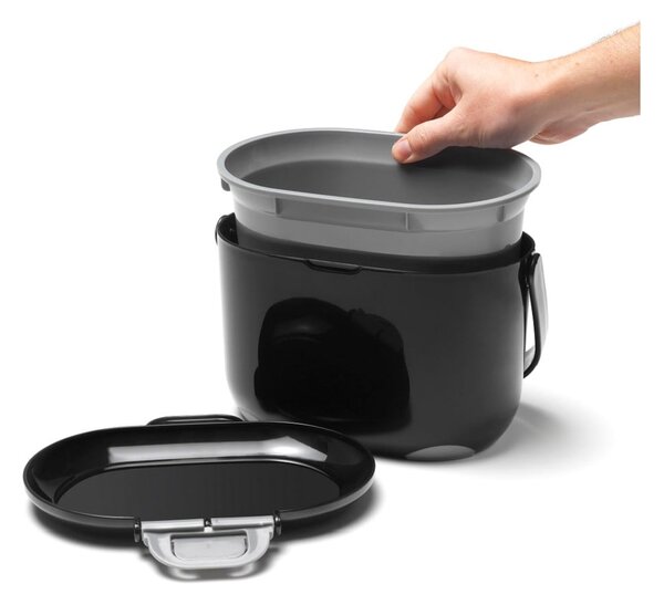 Caddy fekete-szürke komposztálható hulladék gyűjtő, 2,5 l - Addis