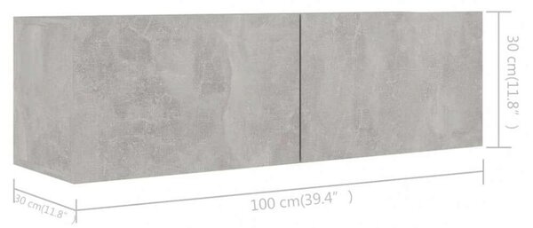 VidaXL Falra Szerelhető TV Szekrény Szett - Betonszürke - 100cm