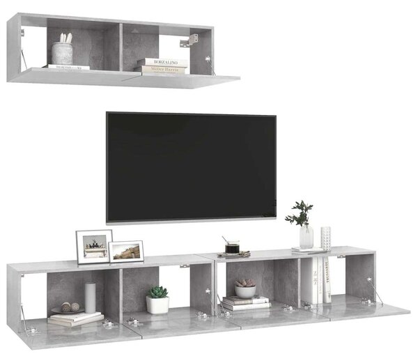 VidaXL Falra Szerelhető TV Szekrény Szett - Betonszürke - 100cm