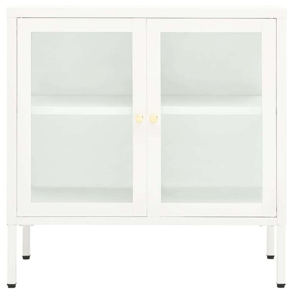 VidaXL Fehér Acél Üveg Tálalószekrény - 70x35x70 cm