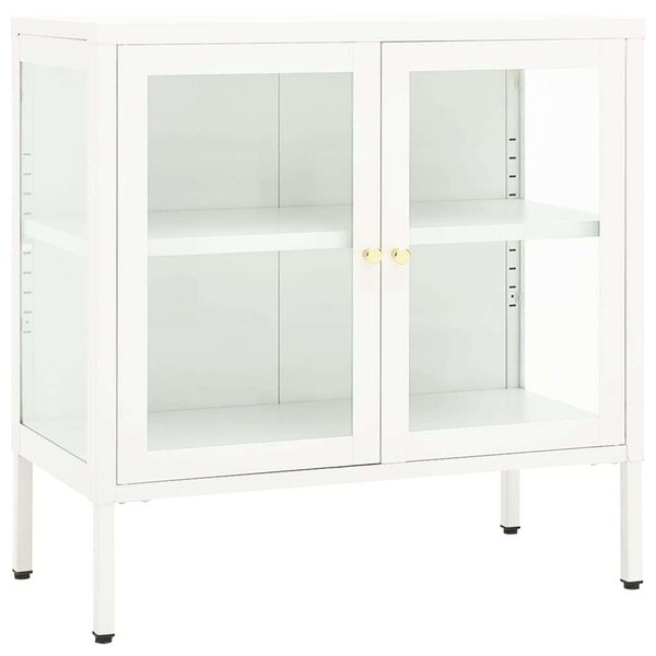 VidaXL Fehér Acél Üveg Tálalószekrény - 70x35x70 cm