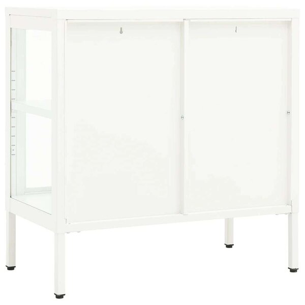 VidaXL Fehér Acél Üveg Tálalószekrény - 70x35x70 cm
