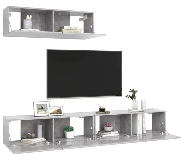 VidaXL Falra Szerelhető TV Szekrény Szett - Betonszürke - 100cm
