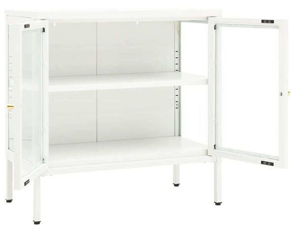 VidaXL Fehér Acél Üveg Tálalószekrény - 70x35x70 cm