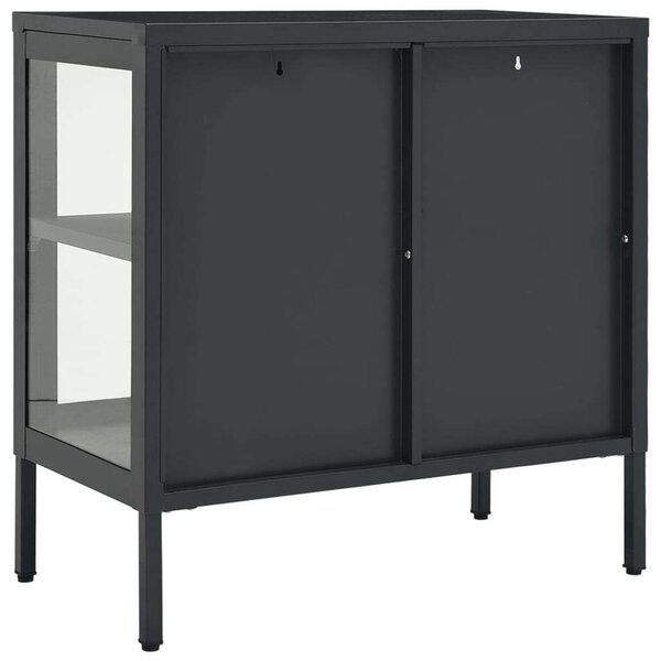 VidaXL Acél Üveg Tálalószekrény - Antracit Szürke - 70x35x70 cm