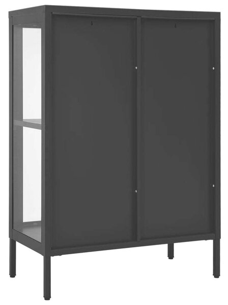 VidaXL fekete acél és üveg tálalószekrény 75 x 35 x 105 cm