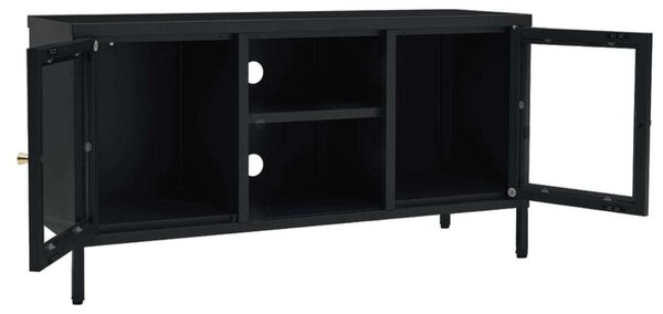 VidaXL TV-szekrény - Fekete Acél és Üveg - 105x35x52 cm