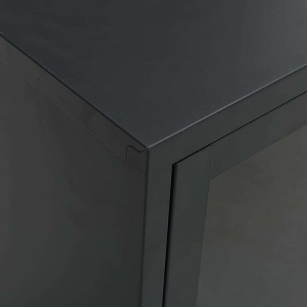 VidaXL TV-szekrény - Fekete Acél és Üveg - 105x35x52 cm