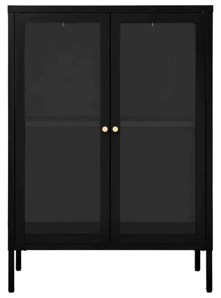 VidaXL fekete acél és üveg tálalószekrény 75 x 35 x 105 cm