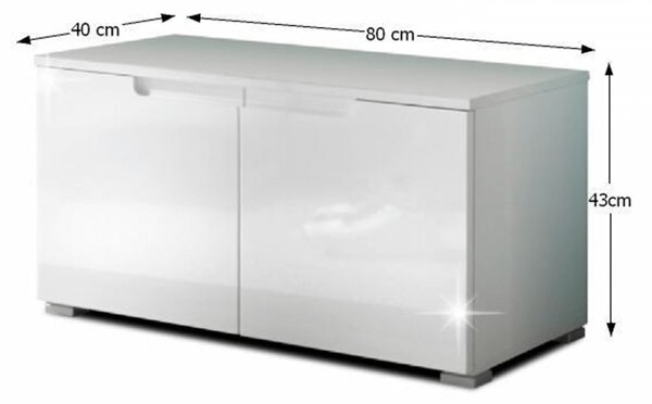 KONDELA Cipőpolc, fehér extra magas fényű, SPACE