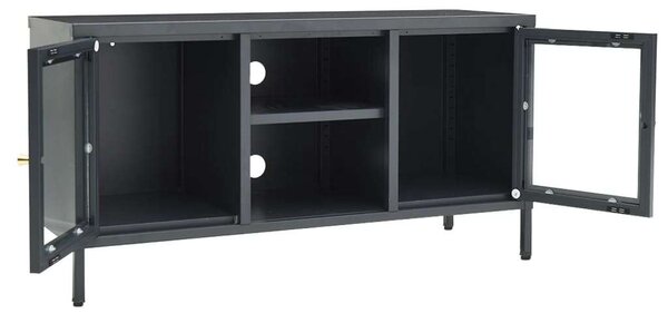 Acél Üveg TV Szekrény - 105x35x52 cm - Antracitszürke
