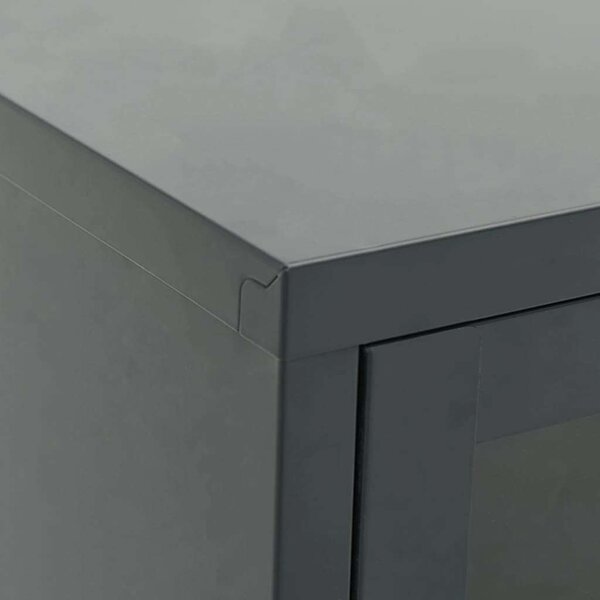 Acél Üveg TV Szekrény - 105x35x52 cm - Antracitszürke