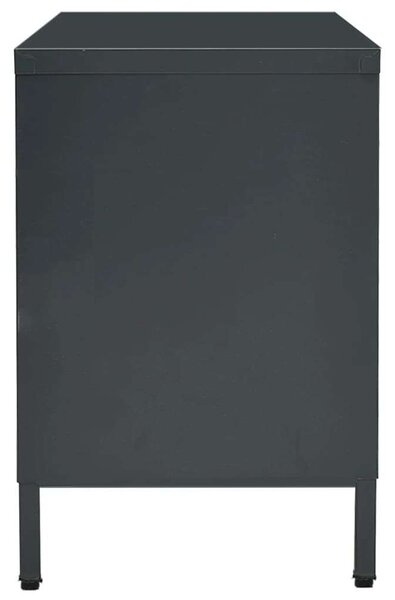 Acél Üveg TV Szekrény - 105x35x52 cm - Antracitszürke