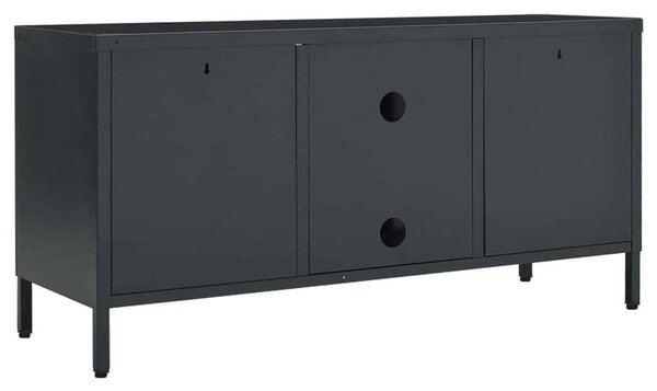 Acél Üveg TV Szekrény - 105x35x52 cm - Antracitszürke