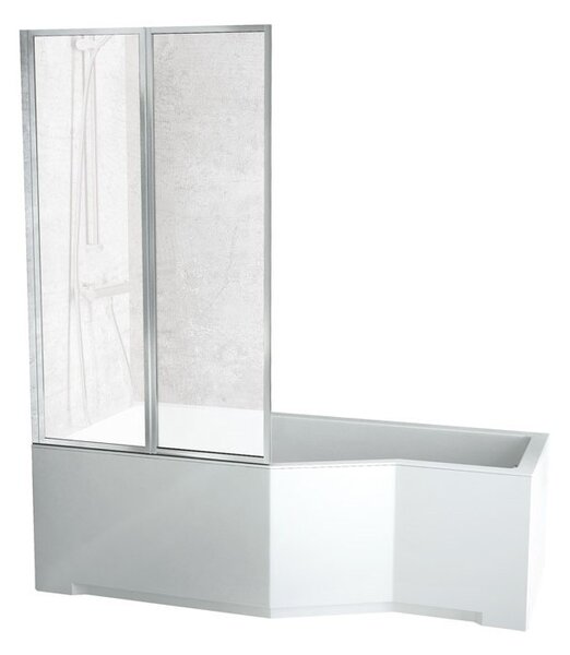 Besco INTEGRA 150/170 szögletes P-alakú akril zuhanykád 2 részes kihajtható kádparavánnal, lábbal