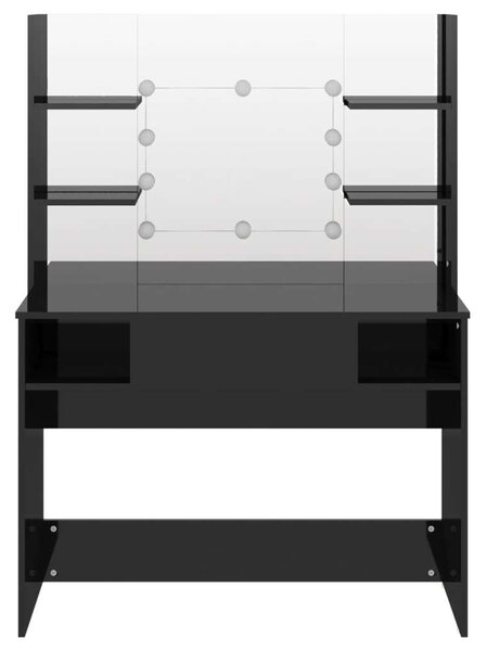 VidaXL LED-es Sminkasztal - Fekete - 100x40x135 cm