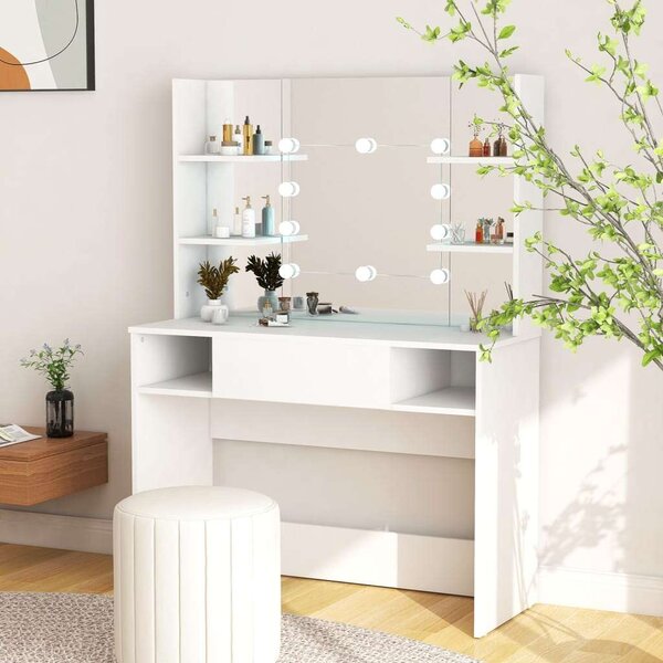 VidaXL Sminkasztal LED-es - Fehér - 100x40x135 cm