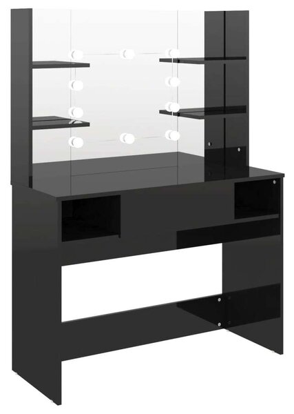 VidaXL LED-es Sminkasztal - Fekete - 100x40x135 cm