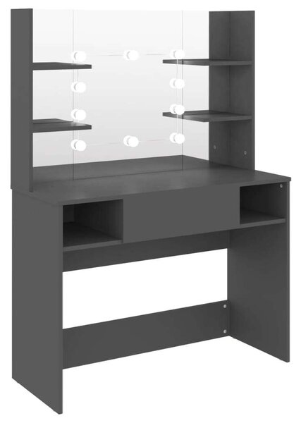 VidaXL LED-es Sminkasztal - Szürke - 100x40x135 cm