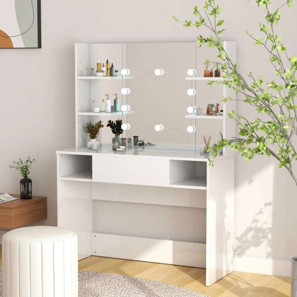 VidaXL Sminkasztal - Fehér - LED-es - 100x40x135 cm