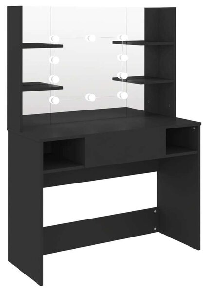 VidaXL LED-es Sminkasztal - Fekete - 100x40x135 cm