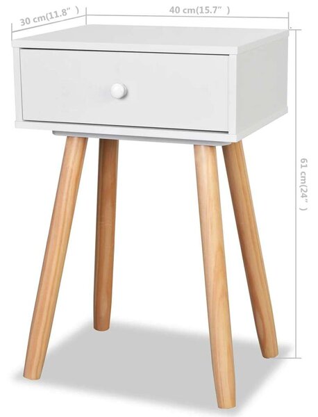 VidaXL Éjjeliszekrény Pár - Fehér - 40x30x61 cm