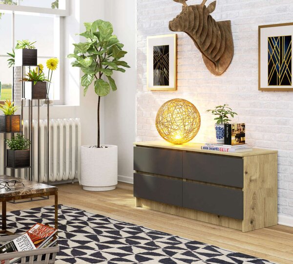 Akord Komoda K120 4 Fiókos CLP Dió Artisan/Szürke Grafit