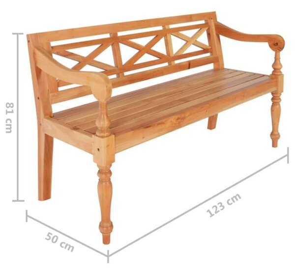 VidaXL világosbarna tömör mahagóni Batavia pad 123 cm