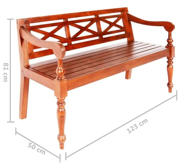 VidaXL sötétbarna tömör mahagóni Batavia pad 123 cm