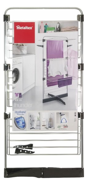 Szürke-ezüstszínű ruhaszárító 22 m Thunder – Metaltex
