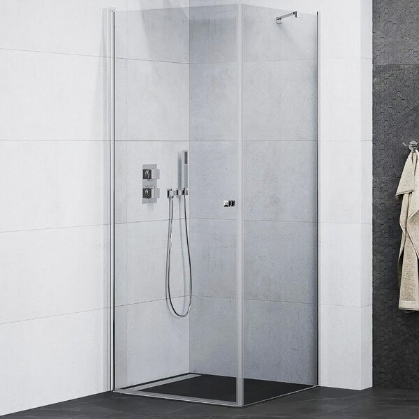 Mexen Pretoria 80x80 szögletes nyílóajtós zuhanykabin 6 mm vastag vízlepergető biztonsági üveggel, krómozott elemekkel, 190 cm magas