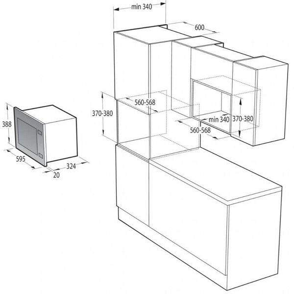 Gorenje BM201AG1BG Mikrohullámú sütő 800W - fekete