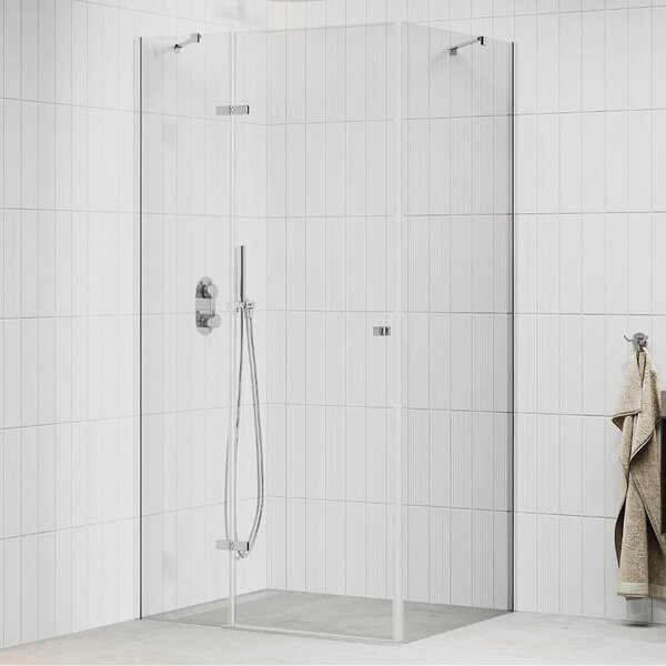 Mexen Roma 120x80 aszimmetrikus szögletes nyílóajtós zuhanykabin 6 mm vastag vízlepergető biztonsági üveggel, krómozott elemekkel, 190 cm magas