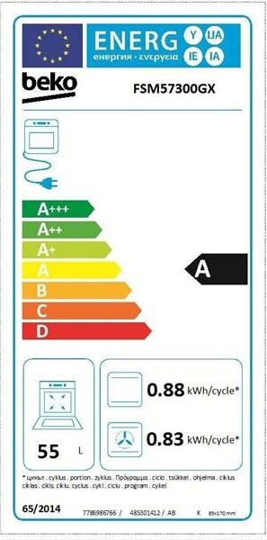 Beko FSM57300GX Szabadonálló tűzhely Kerámia Rozsdamentes acél A