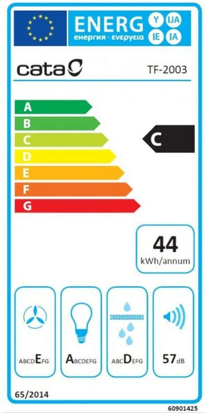 Cata TF-2003/60 LED BLACK GLASS Teleszkópos páraelszívó, 390 m3/óra, 2 fokozat, Fekete