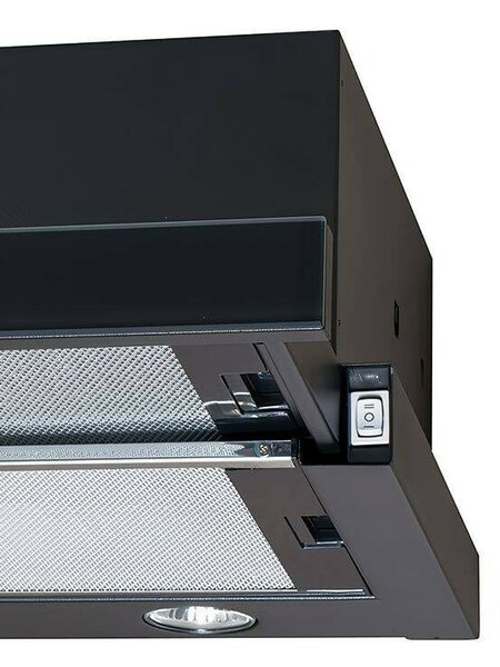 Cata TF-2003/60 LED BLACK GLASS Teleszkópos páraelszívó, 390 m3/óra, 2 fokozat, Fekete