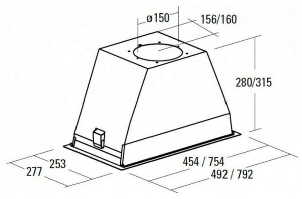 Cata GL-45 X/C Beépíthető páraelszívó, 1200 m3/óra, A energiaosztály, Inox