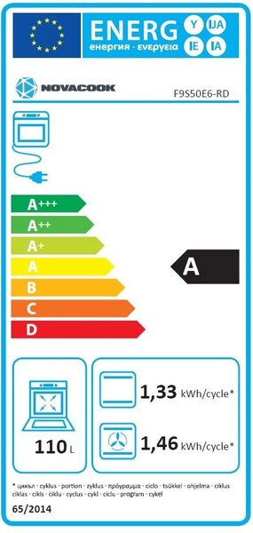Novacook F9S50E6 RD Kombinált tűzhely, 98L, 5 főzőzóna, A energiaosztály